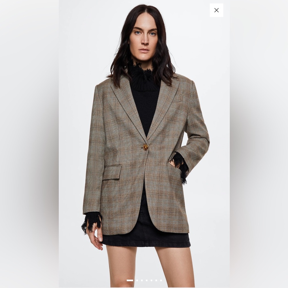 Mango check suit blazer